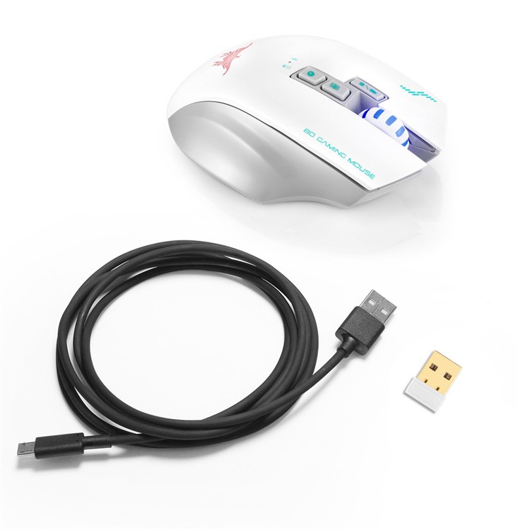 COMBATERWING W100 Rechargeable 2.4G Wireless Gaming Mice with 4 Adjustable DPI Levels - White-8