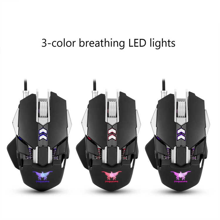 COMBATERWING CW30 Adjustable 3200DPI Wired Gaming Mouse, 7-Button/1000Hz Return Rate - Black-6