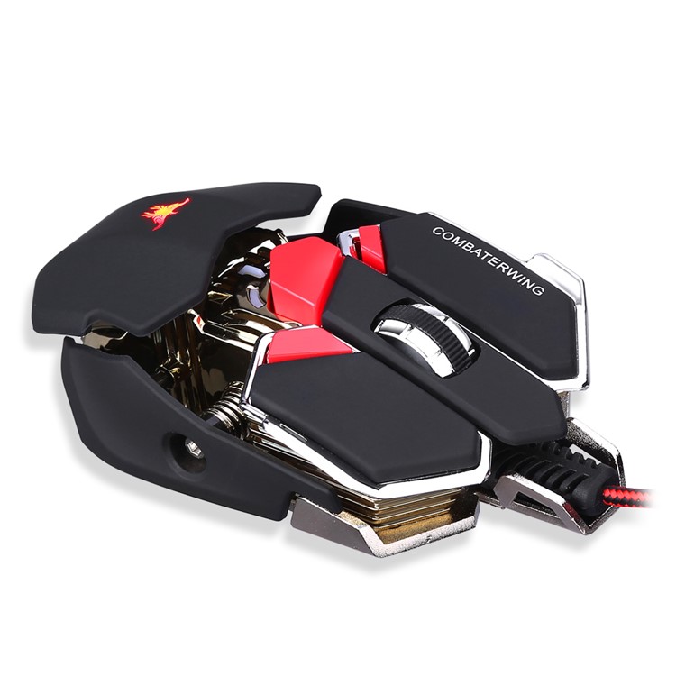 COMBATERWING CW80 4800 DPI Optical Wired Gaming Mouse, Programmable 10 Buttons and LED Light - Black-2
