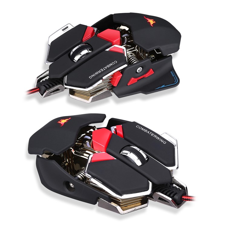 COMBATERWING CW80 4800 DPI Optical Wired Gaming Mouse, Programmable 10 Buttons and LED Light - Black-3