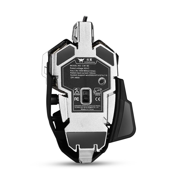 COMBATERWING CW80 4800 DPI Optical Wired Gaming Mouse, Programmable 10 Buttons and LED Light - Black-6