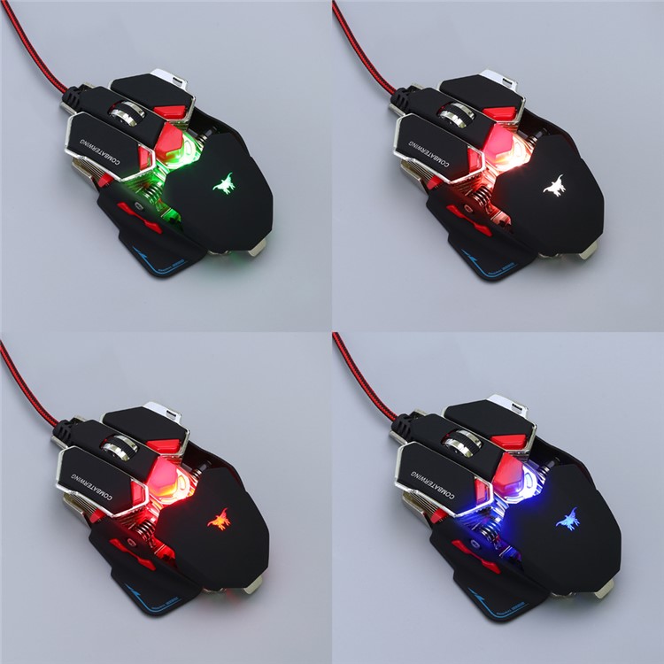 COMBATERWING CW80 4800 DPI Optical Wired Gaming Mouse, Programmable 10 Buttons and LED Light - Black-7