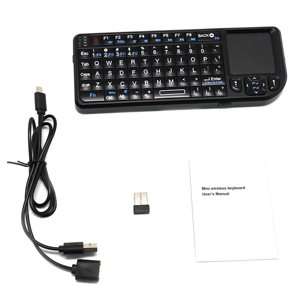 RII Mini V3 2.4GHz Wireless QWERTY Keyboard Touchpad Air Mouse with Backlit (English Version)-7