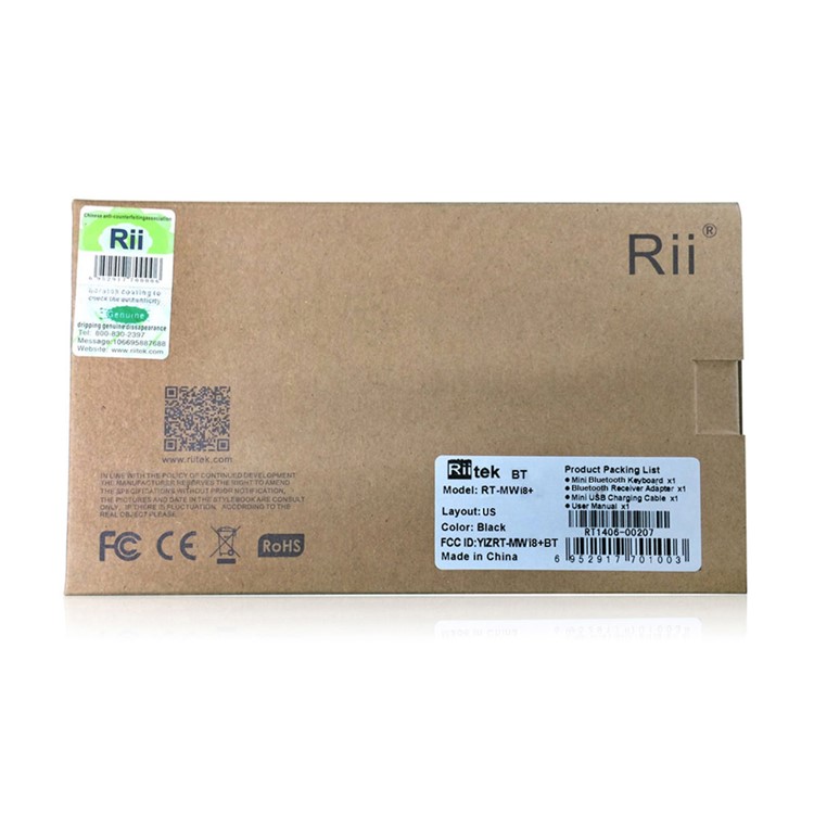 RII Mini I8+ BT Bluetooth Wireless Touchpad Keyboard with Backlight for Computer Laptop Tablet Phone - Black-8