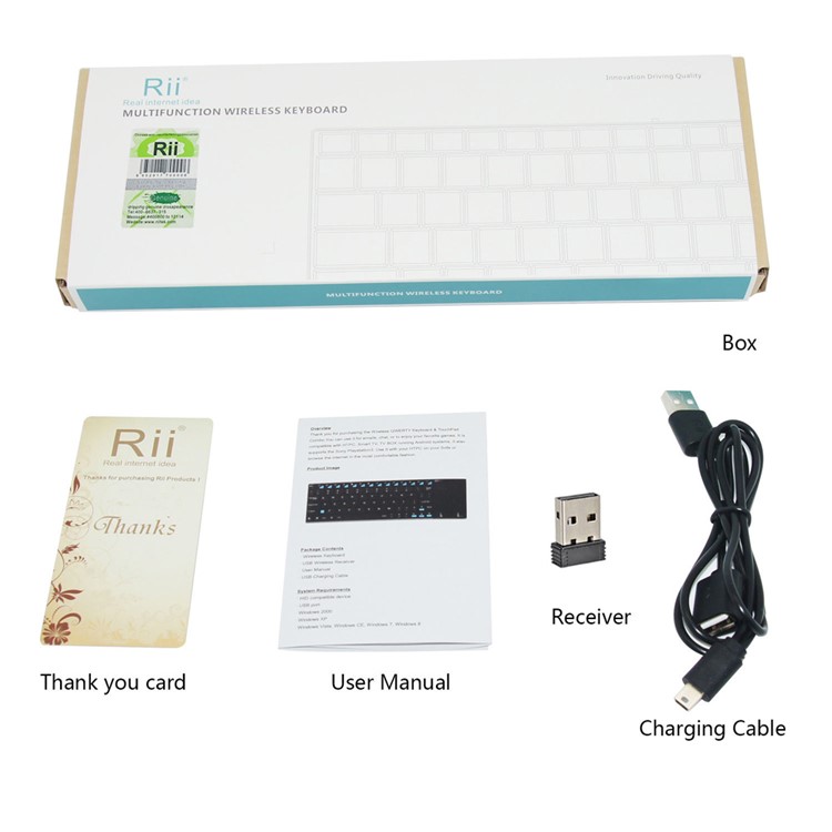 RII K12+ 2.4GHz Mini Wireless Keyboard with Built-in Large Size Mouse Touchpad (CE/FCC) - Black-10