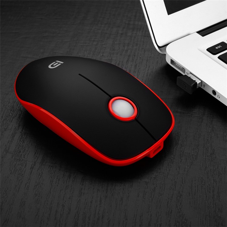 WG-008 2.4G Wireless Rechargeable Mouse with USB Receiver - Black / Red-1