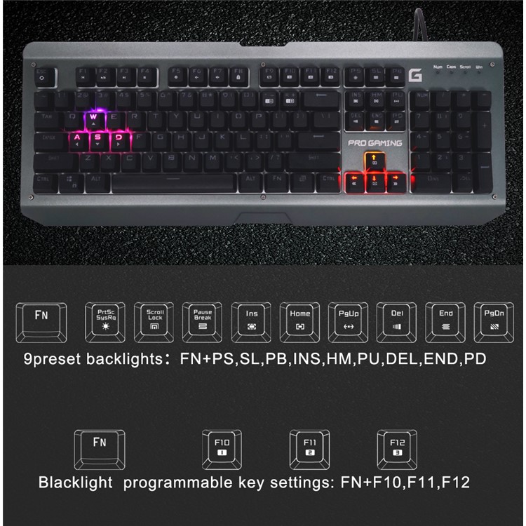 BYLINK 104-key LED Mechanical Game Keyboard with Backlights (CE/FCC/RoHS)-1
