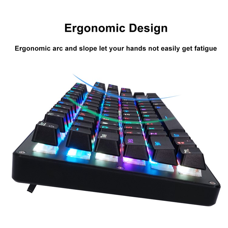 BYLINK RGB 87 Keys RGB Backlights Professional Gaming Mechanical Keyboard with Drive CD - Black-4