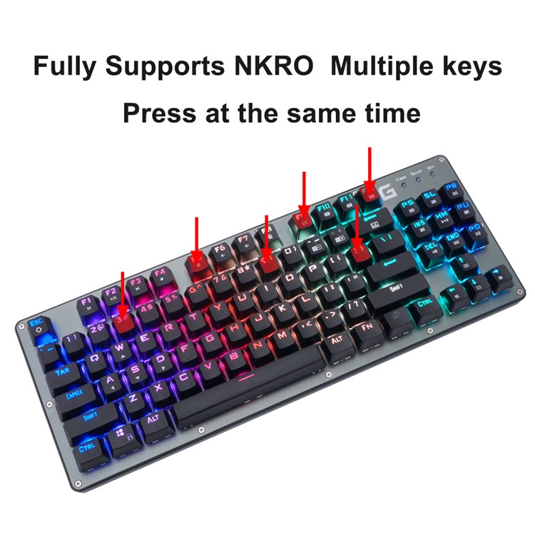 BYLINK RGB 87 Keys RGB Backlights Professional Gaming Mechanical Keyboard with Drive CD - Black-8