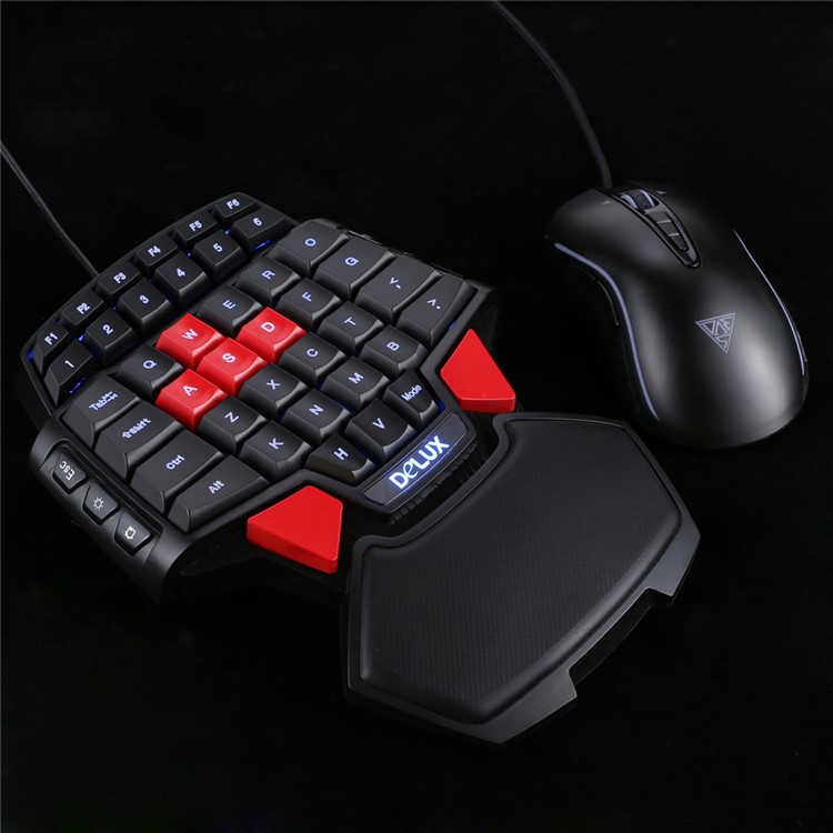 DELUX T9 Portable One Hand Gaming Keyboard with Colorful LED Backlight-11