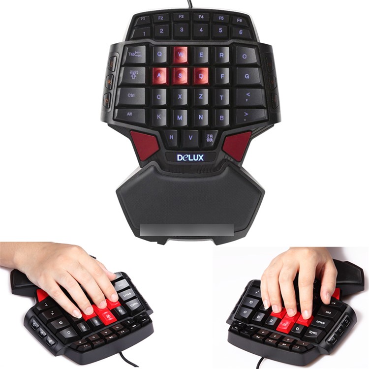 DELUX T9 Portable One Hand Gaming Keyboard with Colorful LED Backlight-3