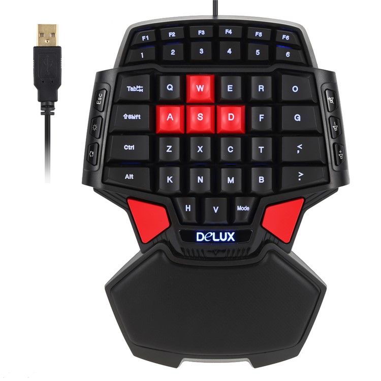 DELUX T9 Portable One Hand Gaming Keyboard with Colorful LED Backlight-7