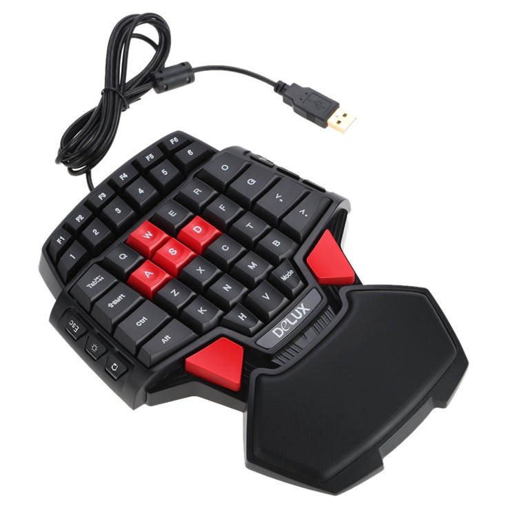 DELUX T9 Portable One Hand Gaming Keyboard with Colorful LED Backlight-8