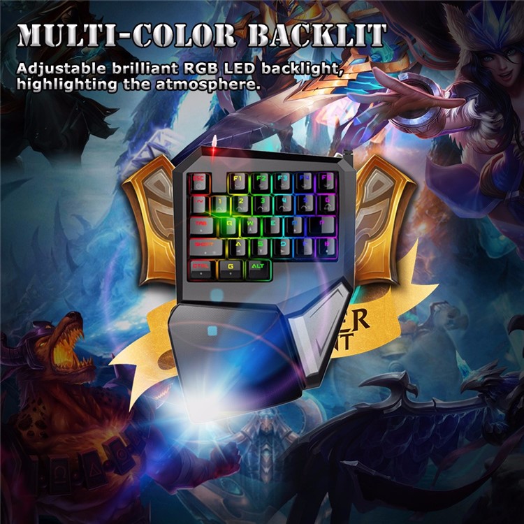DULEX T9 Plus One-handed Wired USB Mechanical Game Keyboard with RGB LED Backlight-13