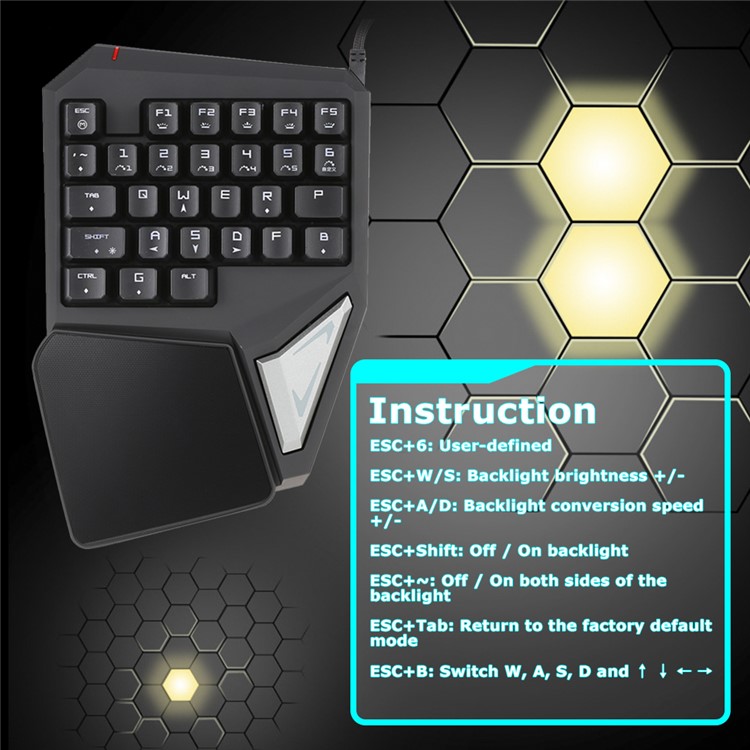DULEX T9 Plus One-handed Wired USB Mechanical Game Keyboard with RGB LED Backlight-5
