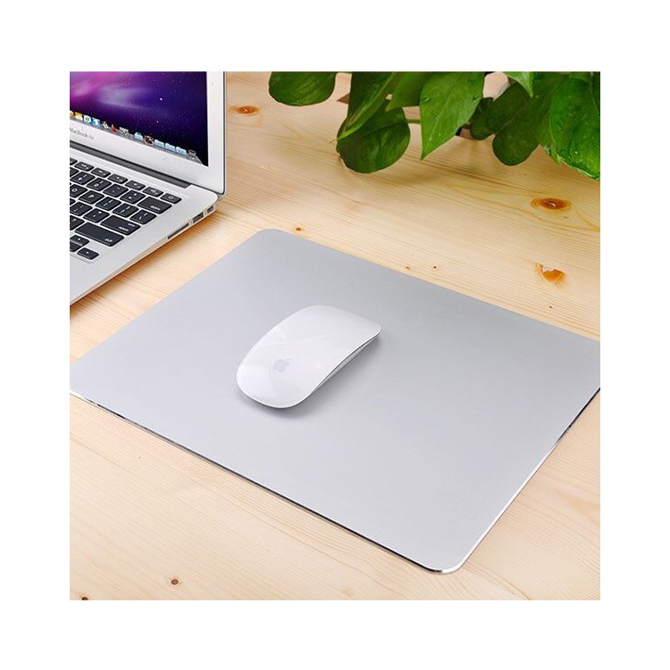 YED Aluminum Alloy Gaming Mouse Pad with Non-Slip Rubber Base, 240 x 182mm - Silver-1