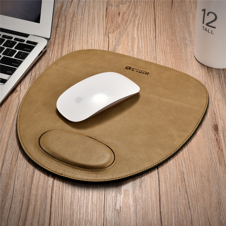 ICARER Shenzhou Real Cowhide Leather Mouse Pad with Wrist Protection Design - Brown-2