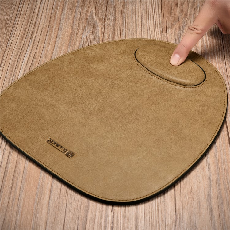 ICARER Shenzhou Real Cowhide Leather Mouse Pad with Wrist Protection Design - Brown-3