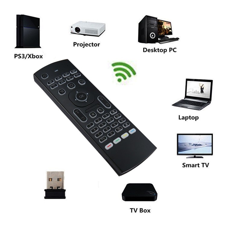 MX3-L Backlit 2.4GHz Fly Air Mouse Wireless QUERTY Keyboard Remote Controller for TV XBMC MX3-8