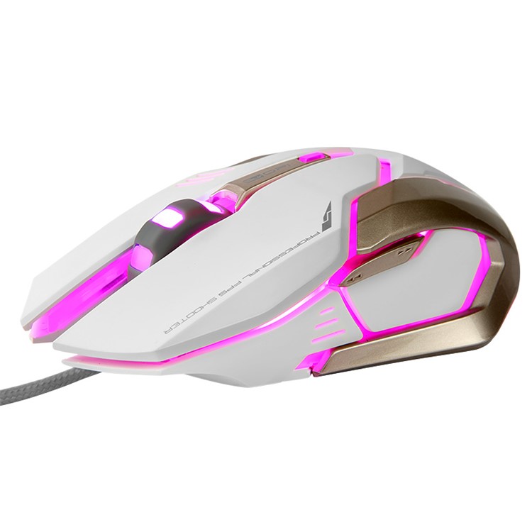 E-3LUE EMS639 4000DPI 6 Buttons Breathing LED Optical Wired Gaming Mouse - White-3
