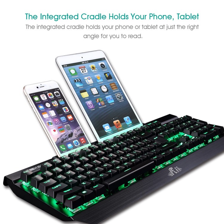 RII K61C USB 2.0 Wired Backlit 104-Key Mechanical Gaming Keyboard Anti-ghosting PC Keyboard - Black-14