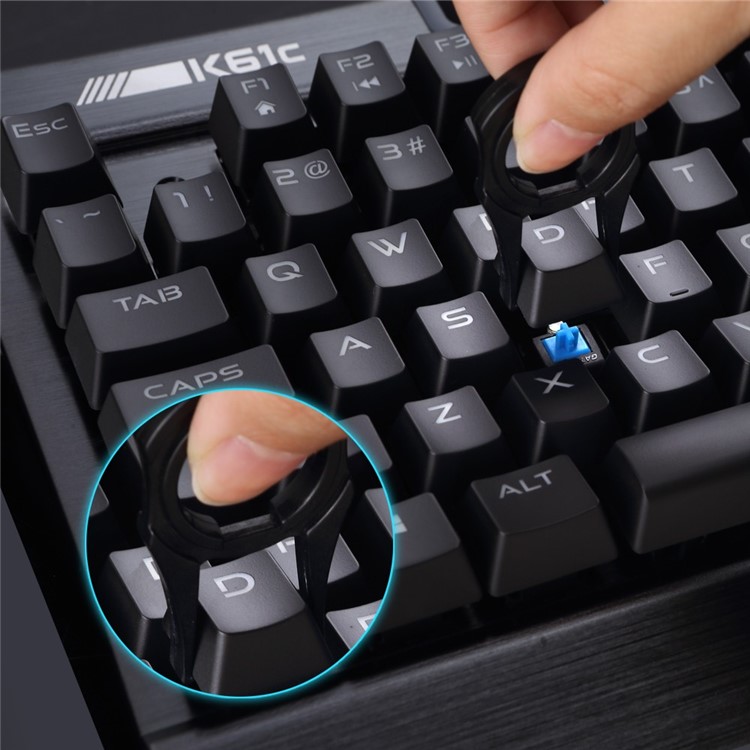 RII K61C USB 2.0 Wired Backlit 104-Key Mechanical Gaming Keyboard Anti-ghosting PC Keyboard - Black-15