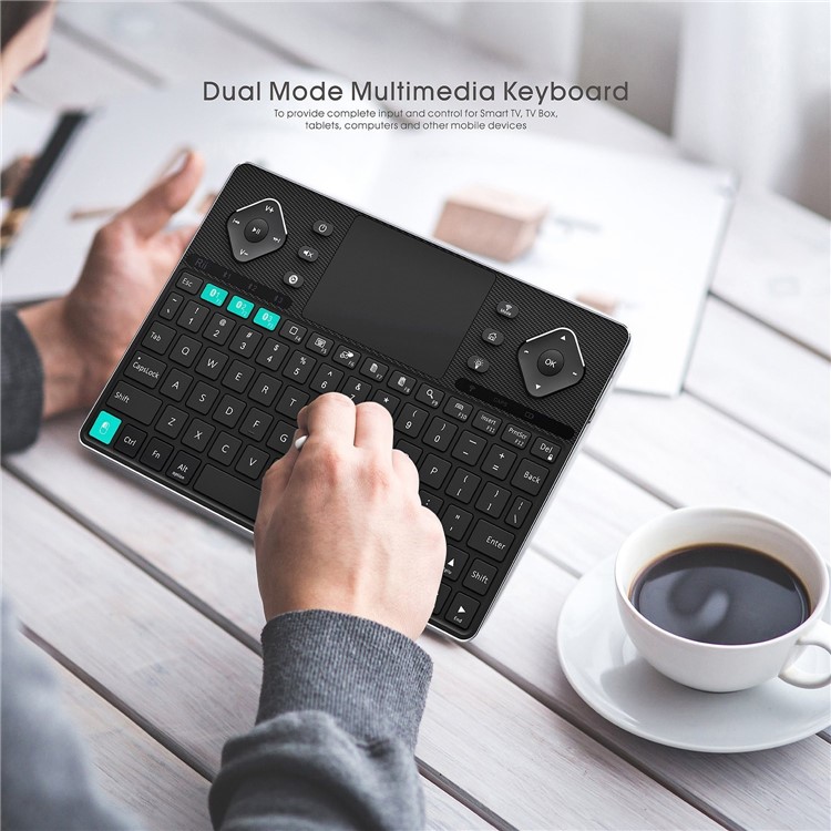 RII K16 Dual-mode Bluetooth & RF Wireless Backlit Keyboard for PC, Tablets, Smart TV etc. - Black-1