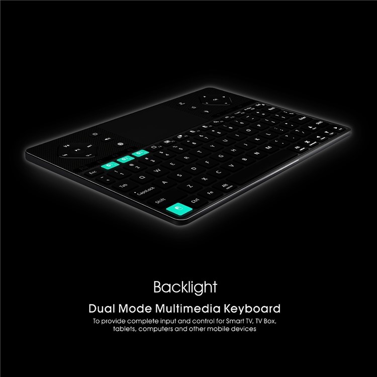 RII K16 Dual-mode Bluetooth & RF Wireless Backlit Keyboard for PC, Tablets, Smart TV etc. - Black-4