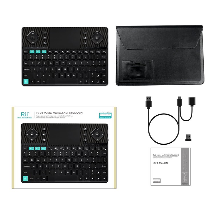 RII K16 Dual-mode Bluetooth & RF Wireless Backlit Keyboard for PC, Tablets, Smart TV etc. - Black-5