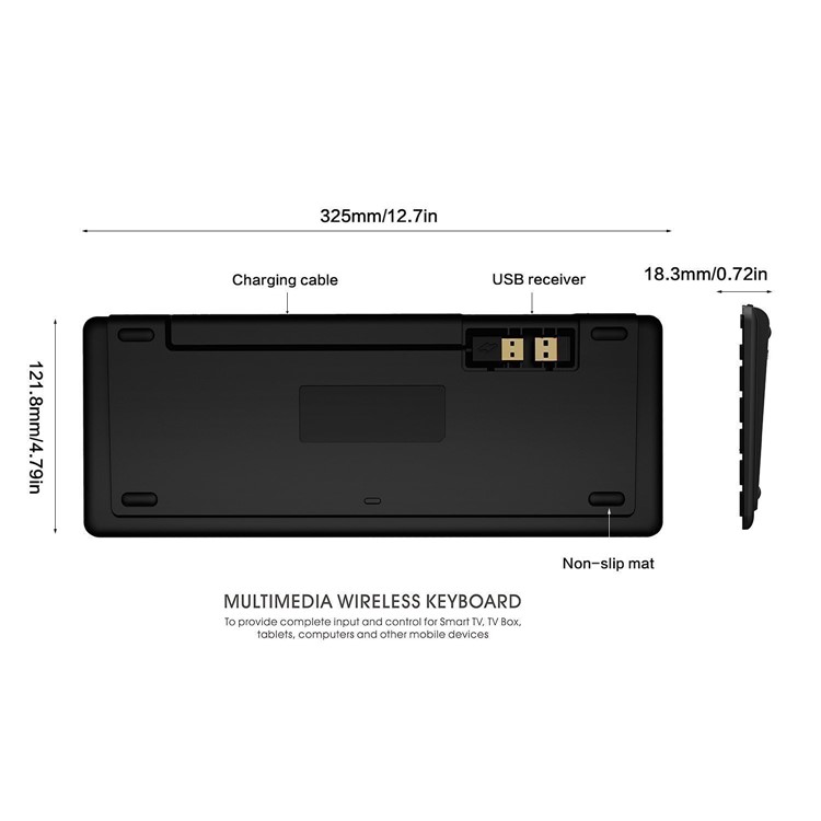 RII mini K18 Wireless Keyboard with build-in Large Size Touchpad Mouse for PC, Google Smart TV etc. - Black-6