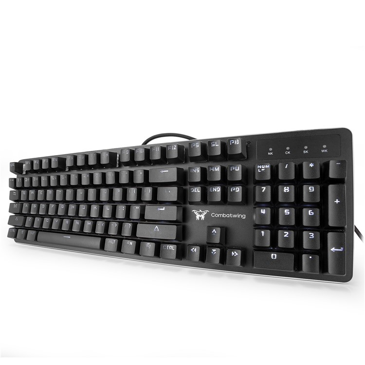 Combat Wing T30 104 Keys Wired USB Mechanical Gaming Keyboard Anti-Ghosting Blue Switches with White LED Backlit-2