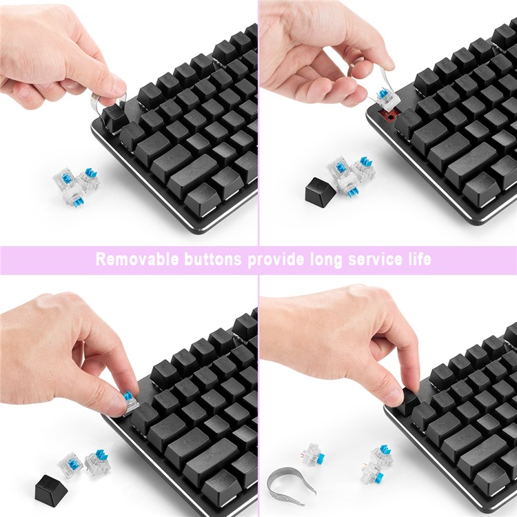 Combat Wing T30 104 Keys Wired USB Mechanical Gaming Keyboard Anti-Ghosting Blue Switches with White LED Backlit-5