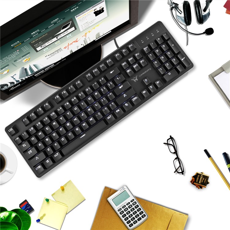 Combat Wing T30 104 Keys Wired USB Mechanical Gaming Keyboard Anti-Ghosting Blue Switches with White LED Backlit-7