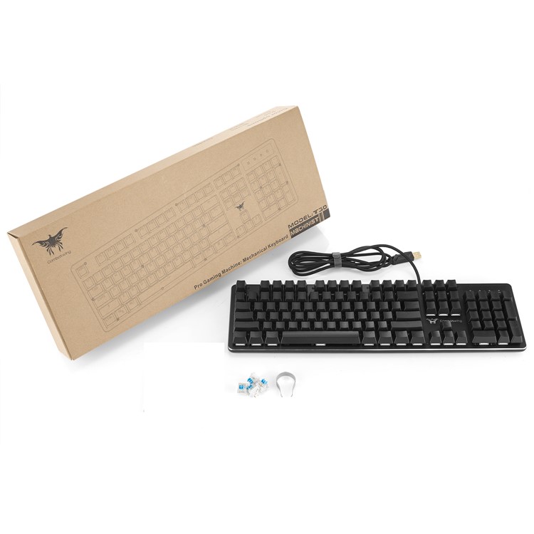 Combat Wing T30 104 Keys Wired USB Mechanical Gaming Keyboard Anti-Ghosting Blue Switches with White LED Backlit-8