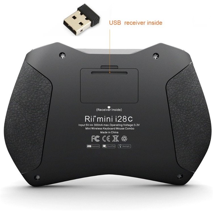RII Mini i28C Mini 62 Keys 2.4GHz Wireless TouchPad Mouse Keyboard with LED Backlight - Black-6