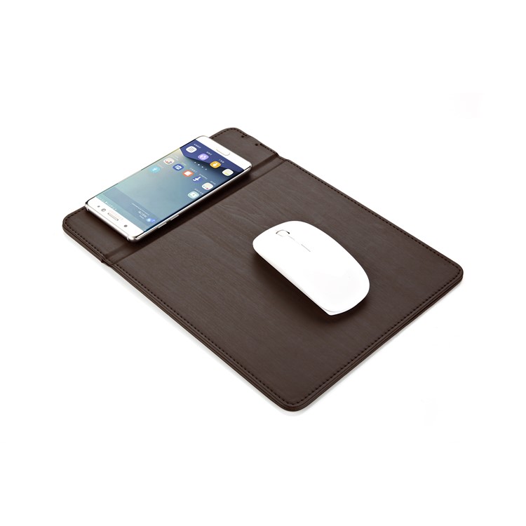 Qi Wireless Charging Mouse Pad Desktop Smartphone Stand for Samsung S7 / S7 edge etc. - Coffee-11