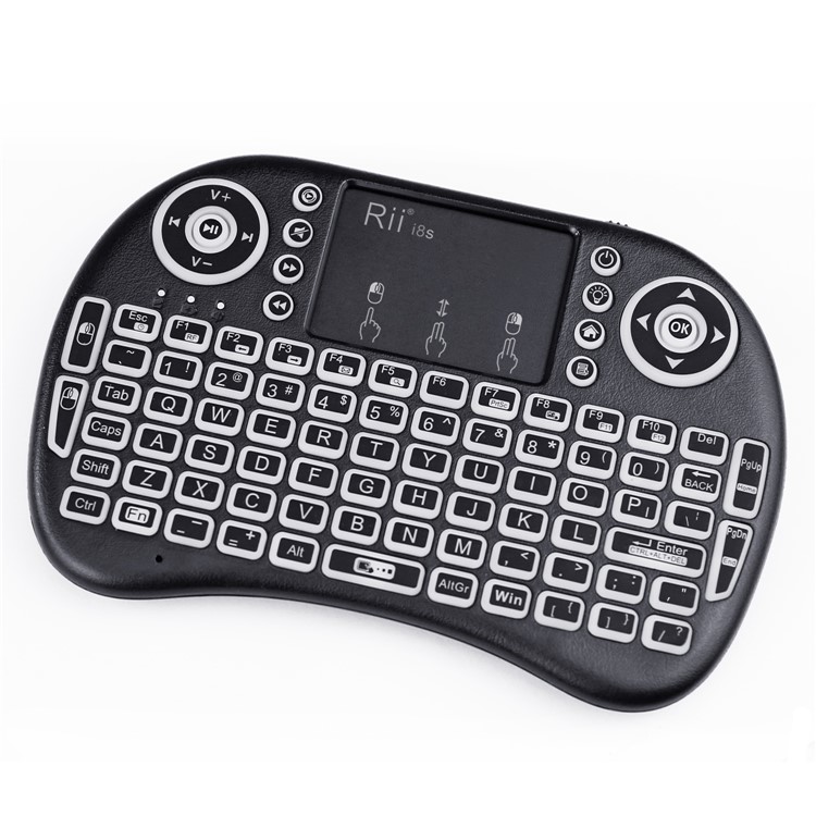 RII i8s 2.4Ghz RF Mini Wireless Keyboard with LED Backlit Touchpad - Black-8