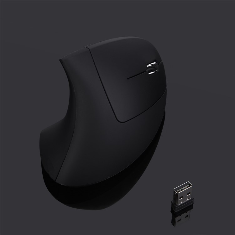 MODAO 1600DPI 6 Buttons 2.4G Wireless Vertical Ergonomic Mouse with Nano Receiver - Black-1