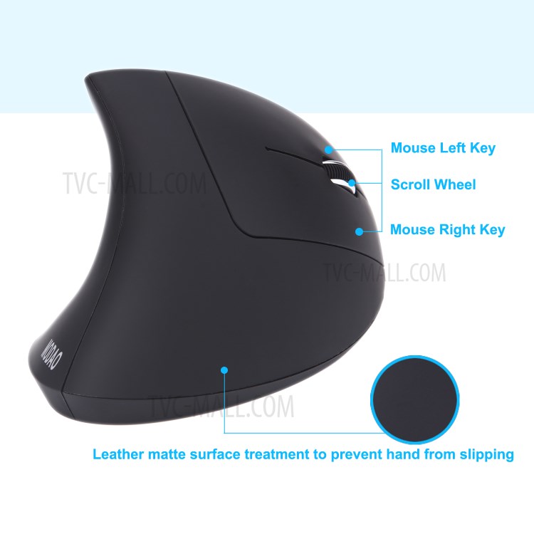 MODAO 1600DPI 6 Buttons 2.4G Wireless Vertical Ergonomic Mouse with Nano Receiver - Black-11