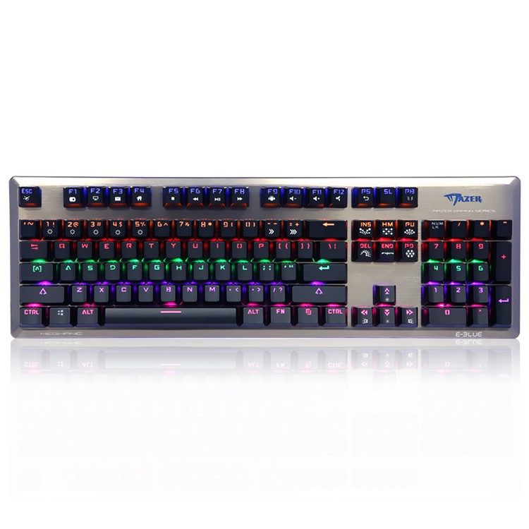 E-3LUE EKM727 Black Switches 104 Keys Wired USB Mechanical Keyboard with Colorful Backlit - Black-2
