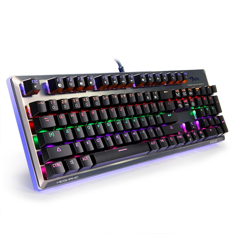 E-3LUE EKM727 Black Switches 104 Keys Wired USB Mechanical Keyboard with Colorful Backlit - Black-4