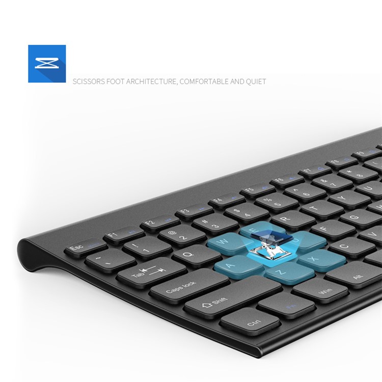 BOW HW086 2.4G Wireless USB charging Keyboard + Wireless Mouse Set for Laptop, PC - Black-2