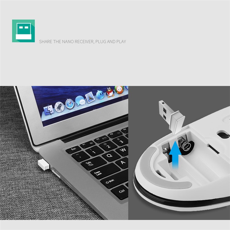 BOW HW086 2.4G Wireless USB charging Keyboard + Wireless Mouse Set for Laptop, PC - Black-3