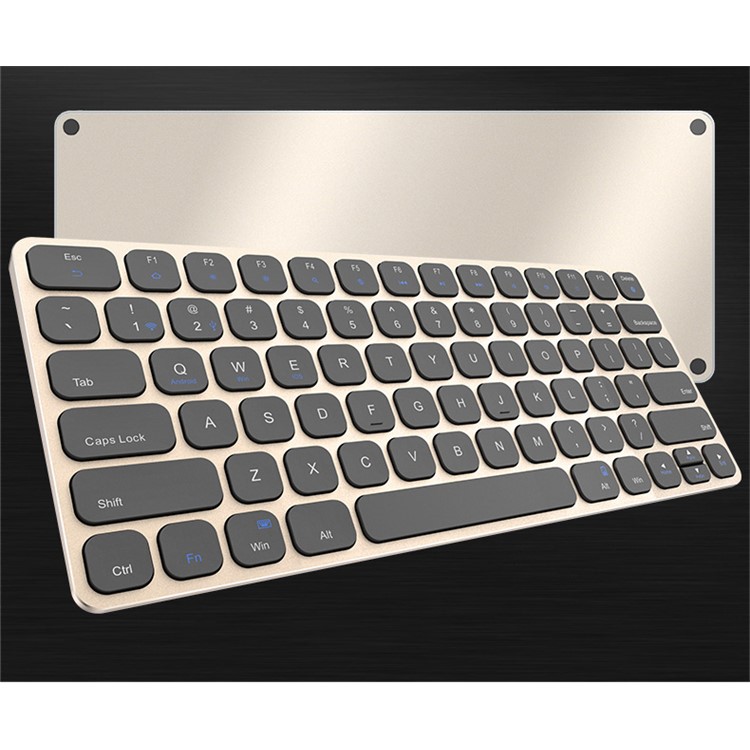 BOW HB186B LED Backlit Metal Wired/Wireless Bluetooth Keyboard for iOS, Android, Windows, Mac - Black + Gold-3