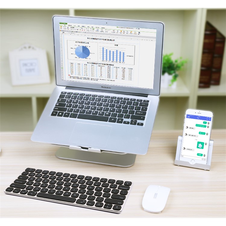 BOW HB186B LED Backlit Metal Wired/Wireless Bluetooth Keyboard for iOS, Android, Windows, Mac - Black + Gold-6
