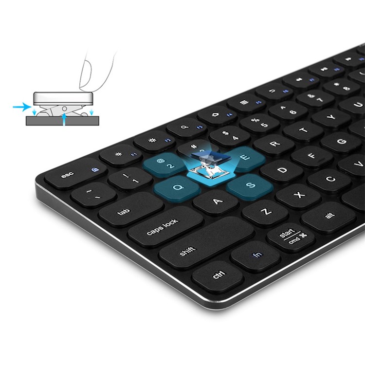 BOW HB186 Metal 2.4G Wireless Keyboard + Wireless Mouse Set for PC, Laptop - Black-9