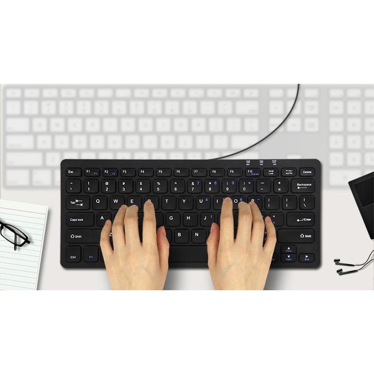 BOW HW098A Chocolate Style Wired USB Laptop Keyboard with 78 Keys - Black-4