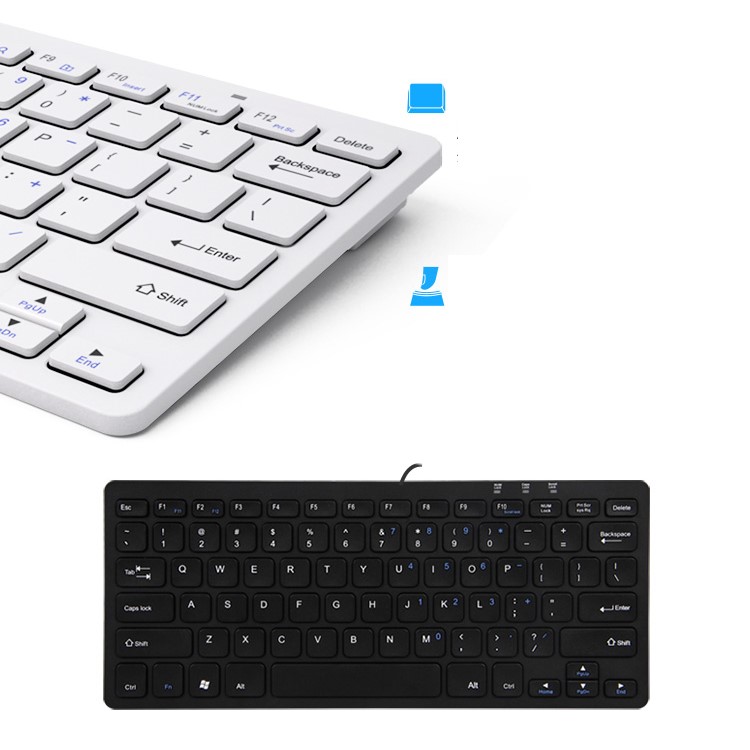 BOW HW098A Chocolate Style Wired USB Laptop Keyboard with 78 Keys - Black-5