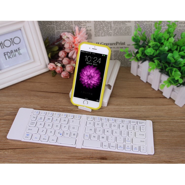BOW HB022 Ultra-Thin Foldable Wireless Bluetooth Keyboard with Rechargeable Battery - White-2
