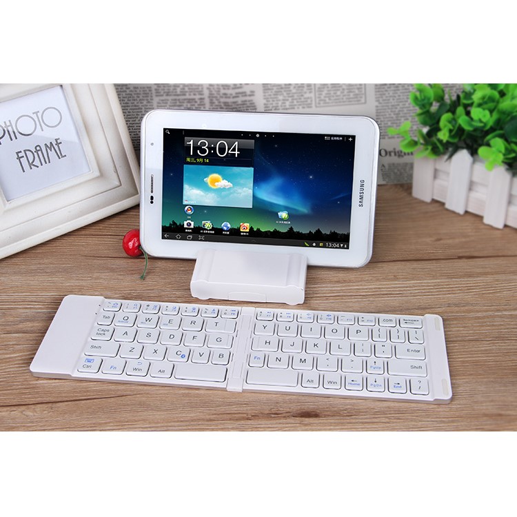 BOW HB022 Ultra-Thin Foldable Wireless Bluetooth Keyboard with Rechargeable Battery - White-3